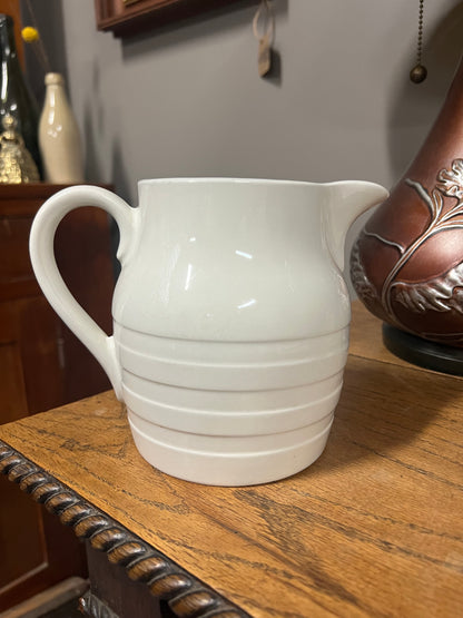 Burleigh White Ironstone Banded Dairy Jug