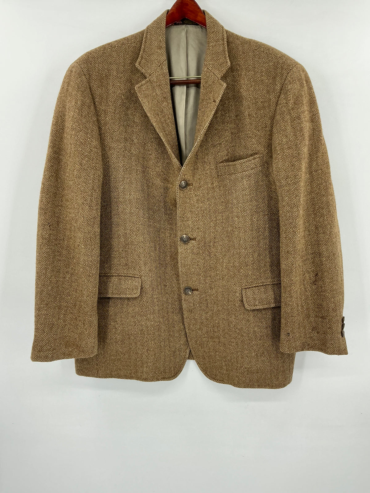 Vintage J. Press Jamieson's of Shetland Brown Herringbone Sport Coat 44R