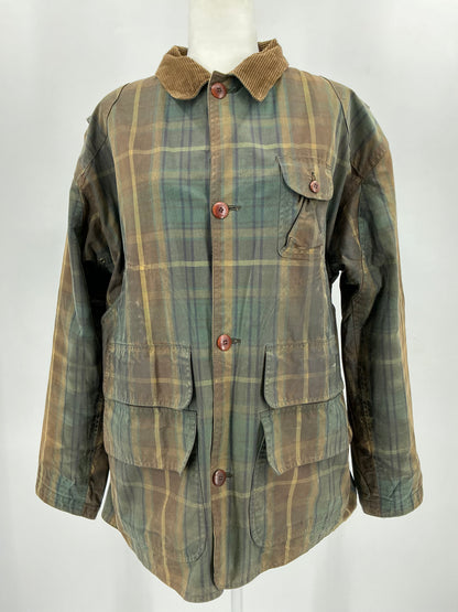 Vintage 90s Polo Ralph Lauren Plaid Waxed Cotton Hunting Barn Jacket Large