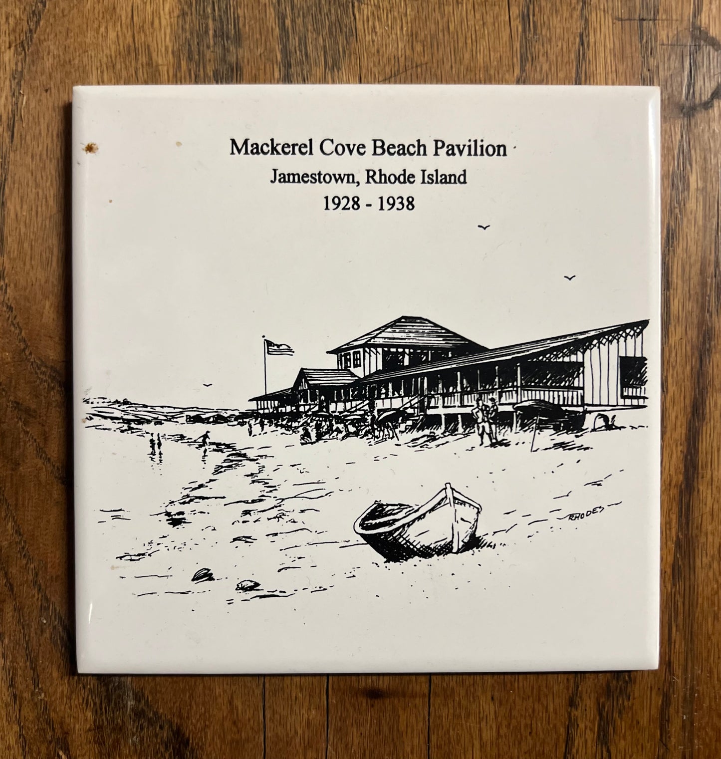 Jamestown Historical Society Tile - Mackerel Cove Beach Pavillion
