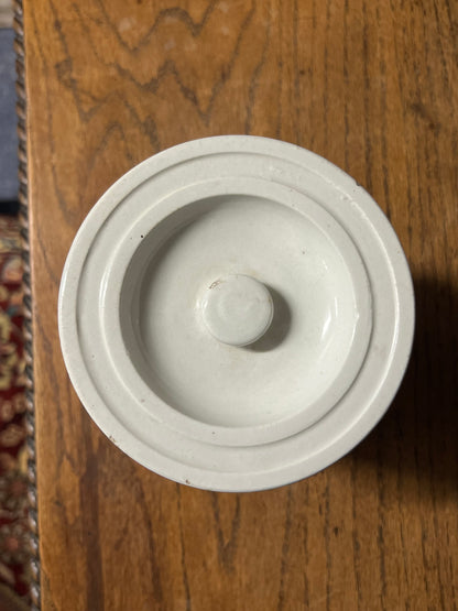 GROUND RICE - White Banded Kitchen Jar Canister with Lid