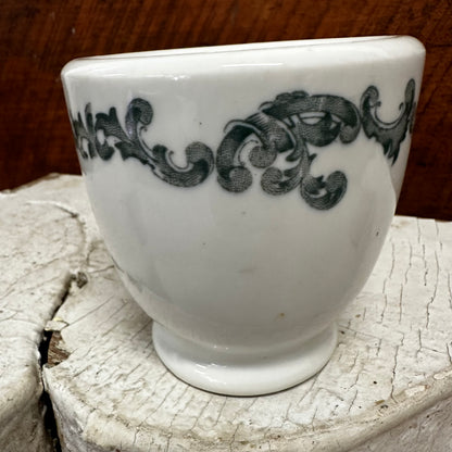 Ironstone Custard Cup Green Transfer