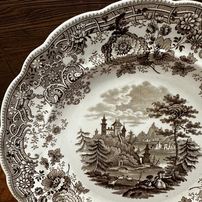 Brown Transferware 9 1/4" Plate W R & Co Tyrolean