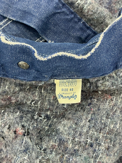 Vintage Wrangler Blanket Lined Denim Chore Coat Size 40