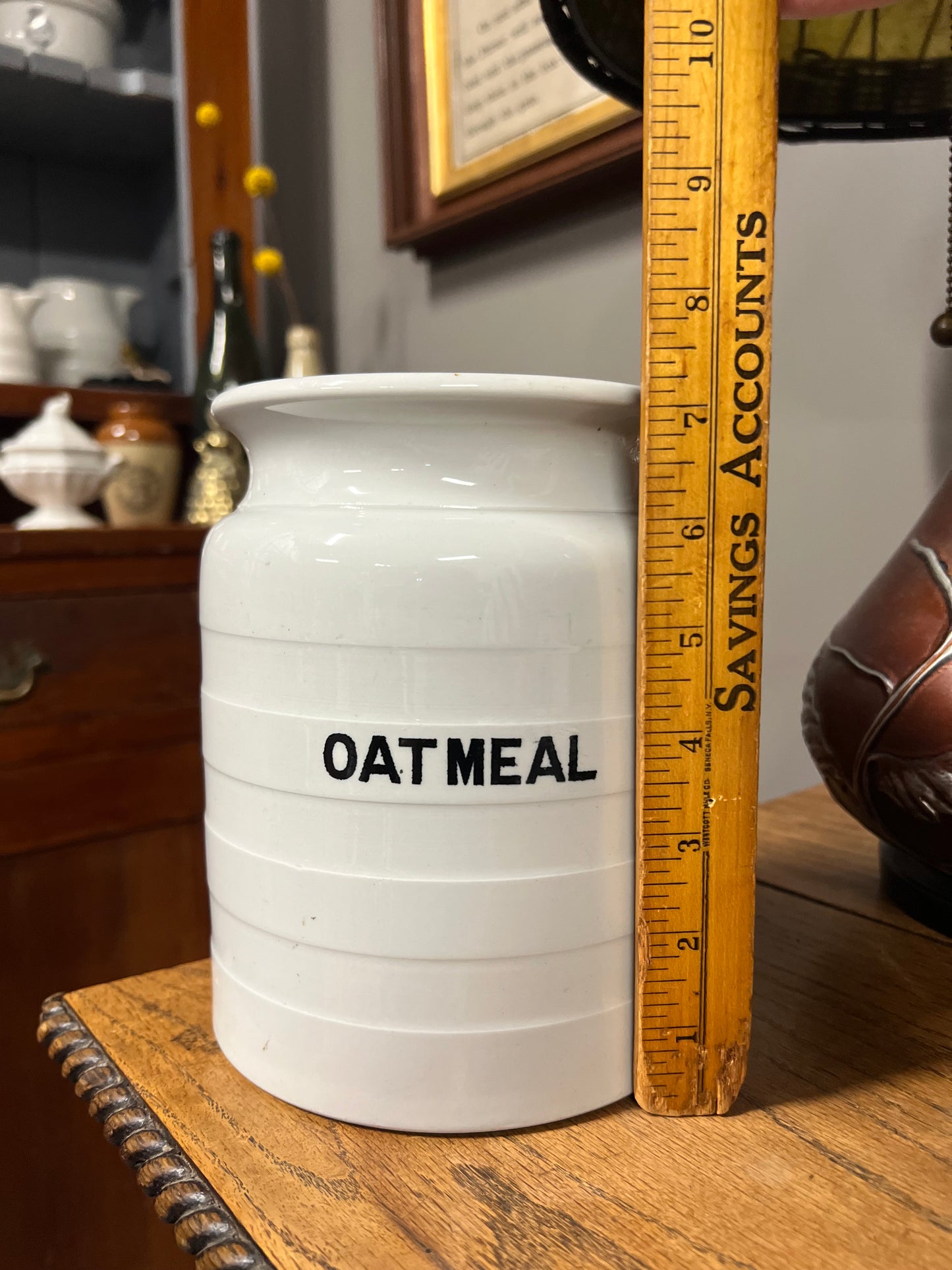 OATMEAL - White Banded Kitchen Jar Canister