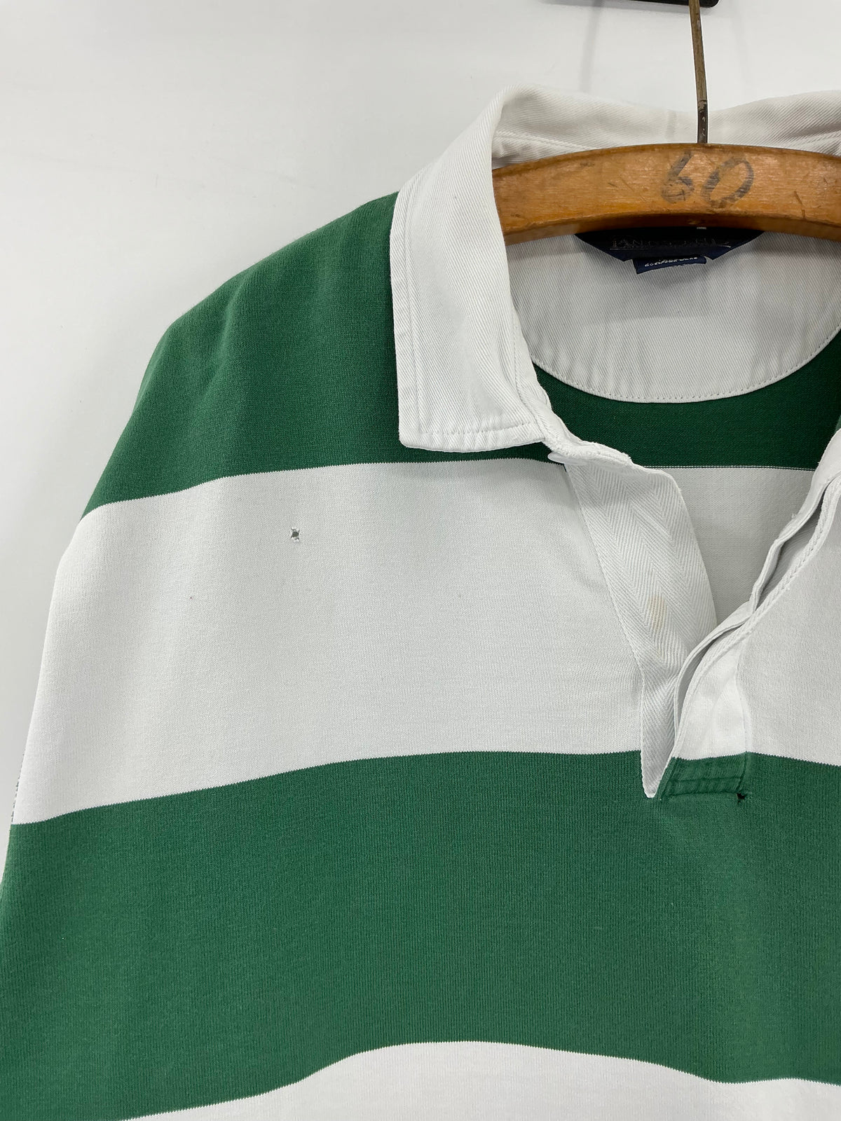Lands' End  Striped Rugby Shirt - Green & White XL Tall