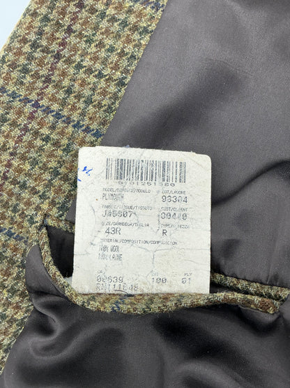 Vintage J. Press Men's Olive & Brown Tic-Weave Wool Tweed Sport Coat 44R