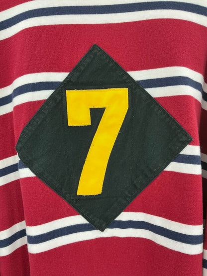 Vintage Polo Ralph Lauren NYC "7" Patch Striped Rugby Shirt XXL