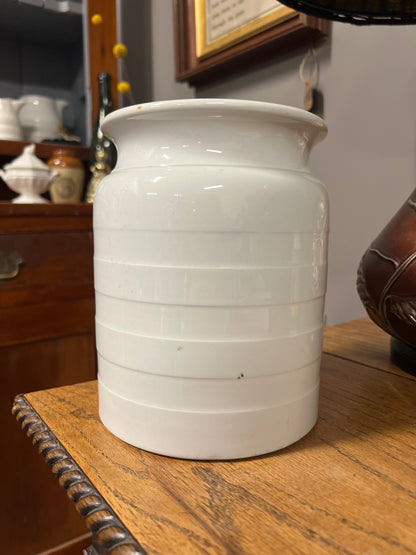 OATMEAL - White Banded Kitchen Jar Canister