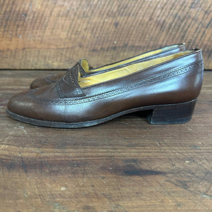 Vintage Ralph Lauren Brown Leather Wing Tip Penny Loafer