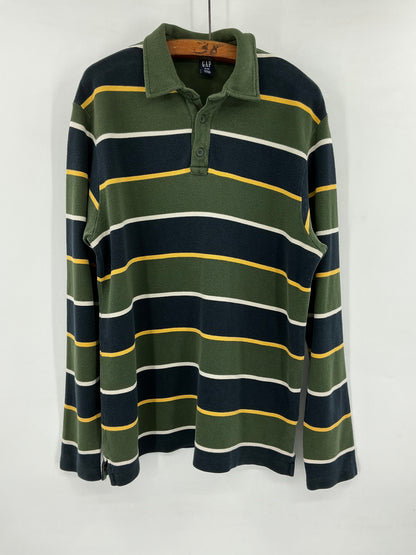 Vintage GAP Long Sleeve Rugby Stripe Polo Shirt Medium