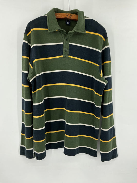 Vintage GAP Long Sleeve Rugby Stripe Polo Shirt Medium