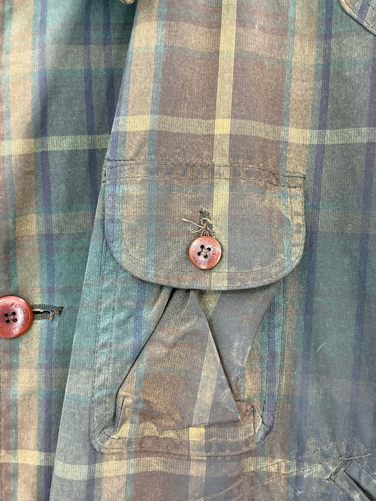 Vintage 90s Polo Ralph Lauren Plaid Waxed Cotton Hunting Barn Jacket Large