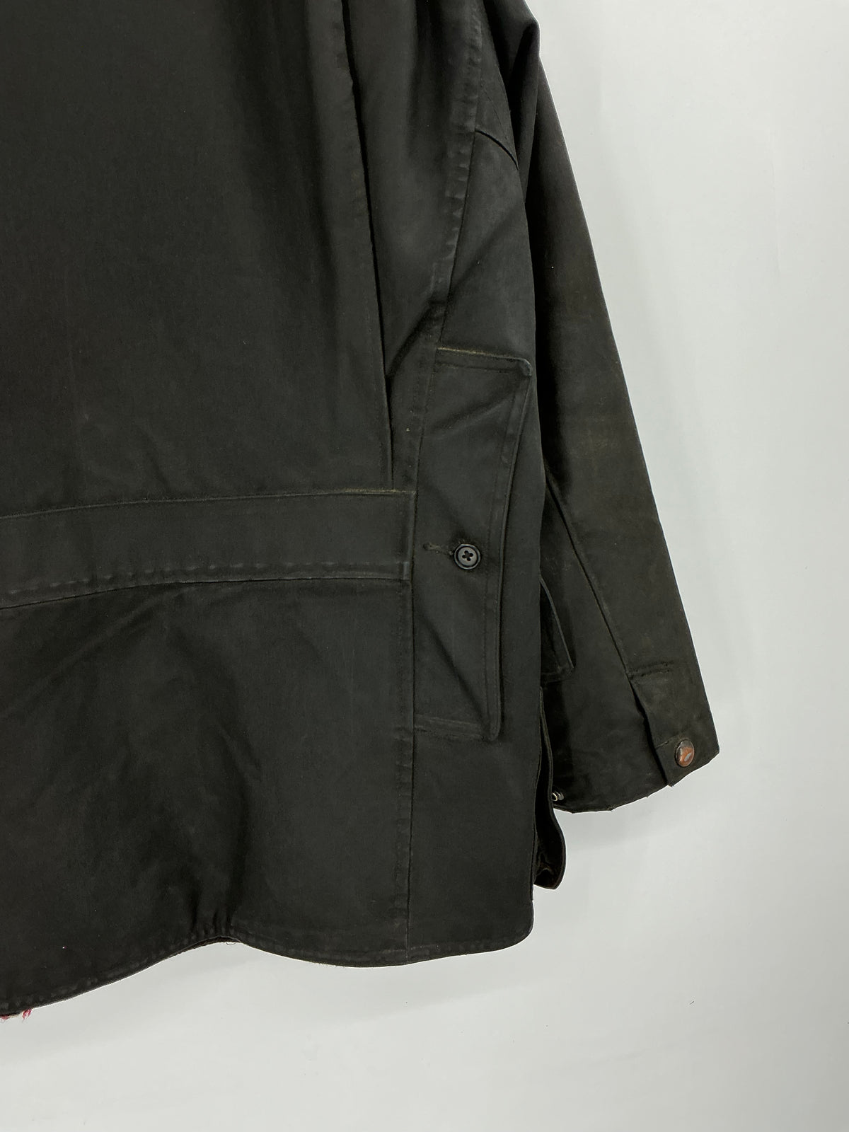 Vintage 90s Polo Ralph Lauren Black Southwestern Blanket-Lined Waxed Cotton Coat Large