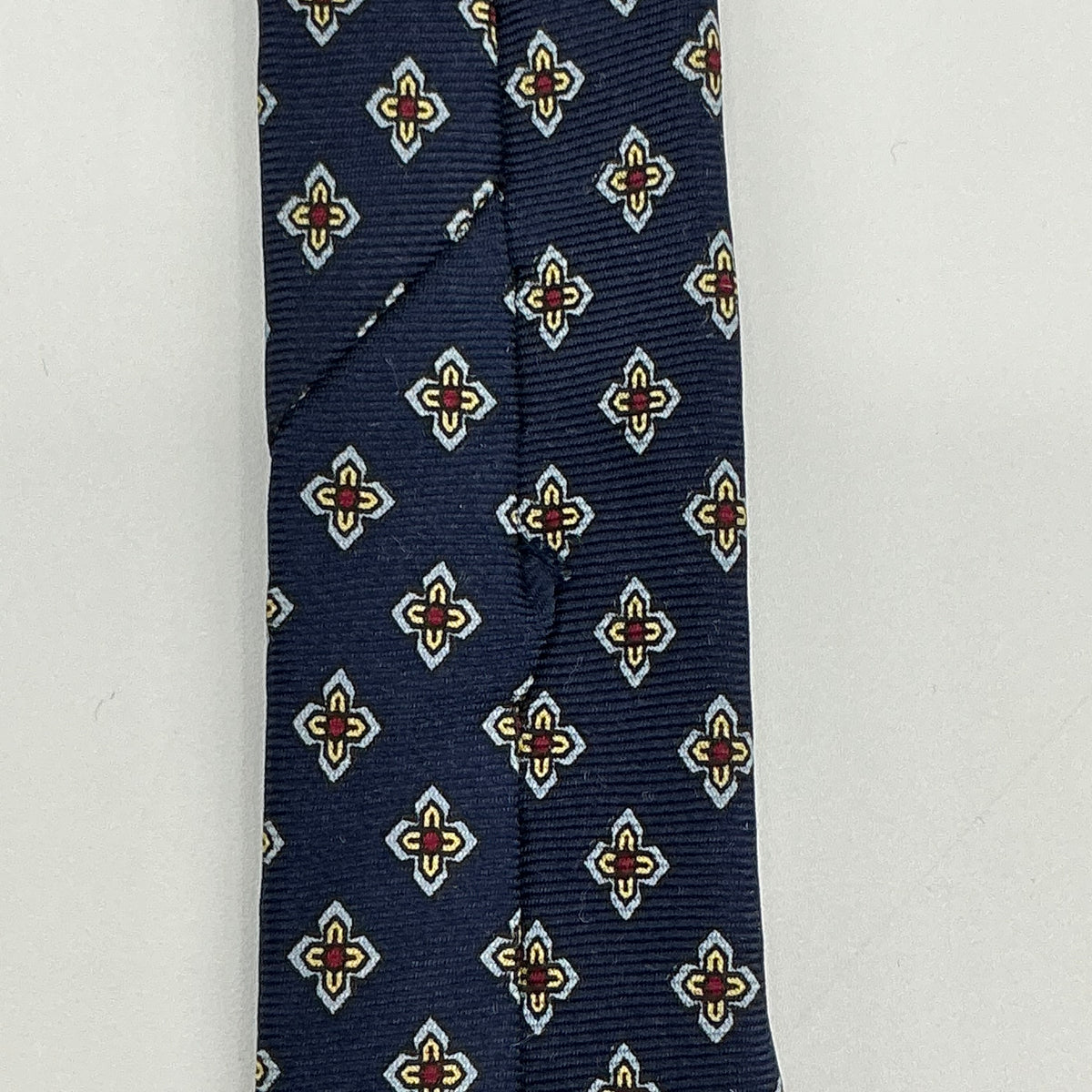Vintage Lord & Taylor Navy Blue Patterned Silk Tie
