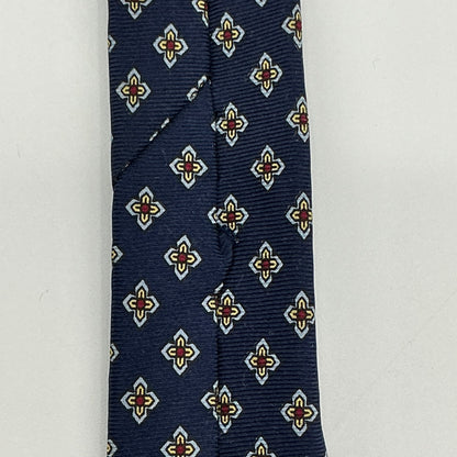 Vintage Lord & Taylor Navy Blue Patterned Silk Tie