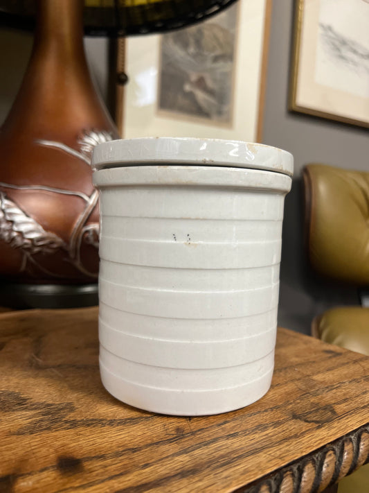 RICE - White Banded Kitchen Jar Canister with Lid