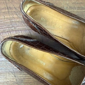 Vintage Ralph Lauren Brown Crocodile Penny Loafers
