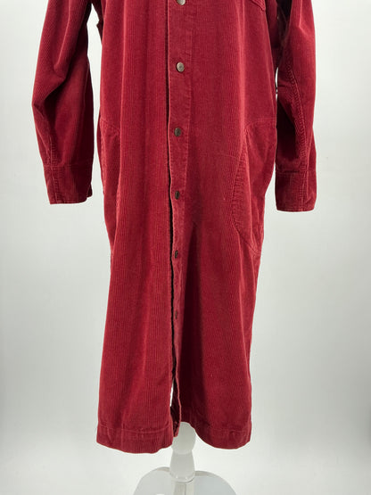 Vintage Ralph Lauren Red Corduroy Shirt Dress Size 8