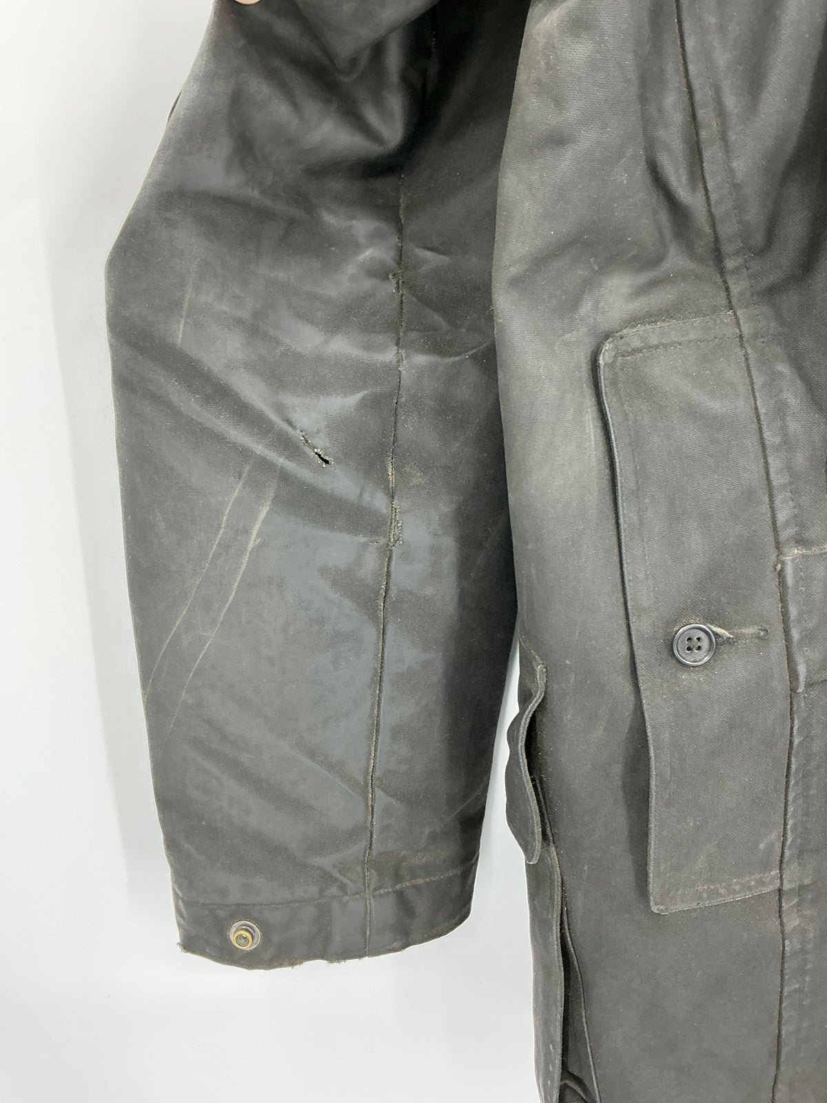 Vintage 90s Polo Ralph Lauren Black Southwestern Blanket-Lined Waxed Cotton Coat Large