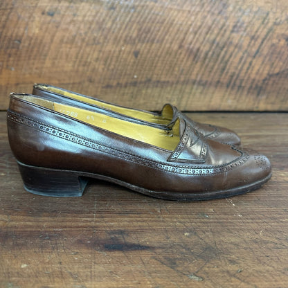 Vintage Ralph Lauren Brown Leather Wing Tip Penny Loafer