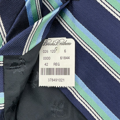 NWT Brooks Brothers BB#1 Rep Stripe Silk Tie - Navy & Light Blue Striped