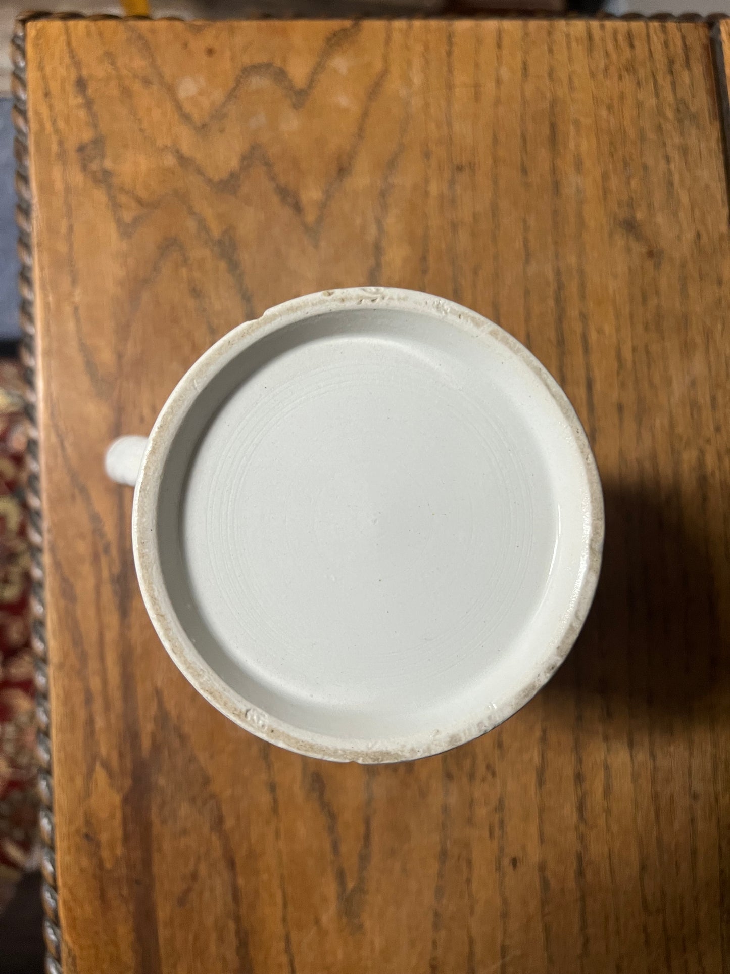 White Banded Dairy Jug Rope Handle