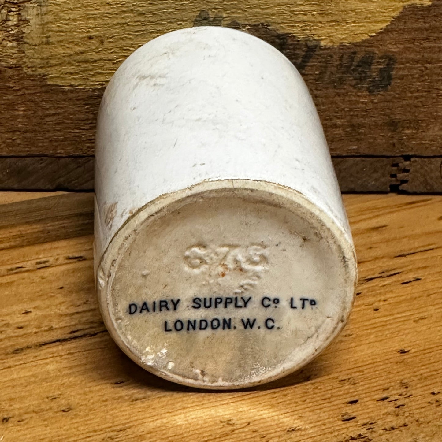 Antique HTF Express Dairy Cream Pot Blue Top Transfer Repaired