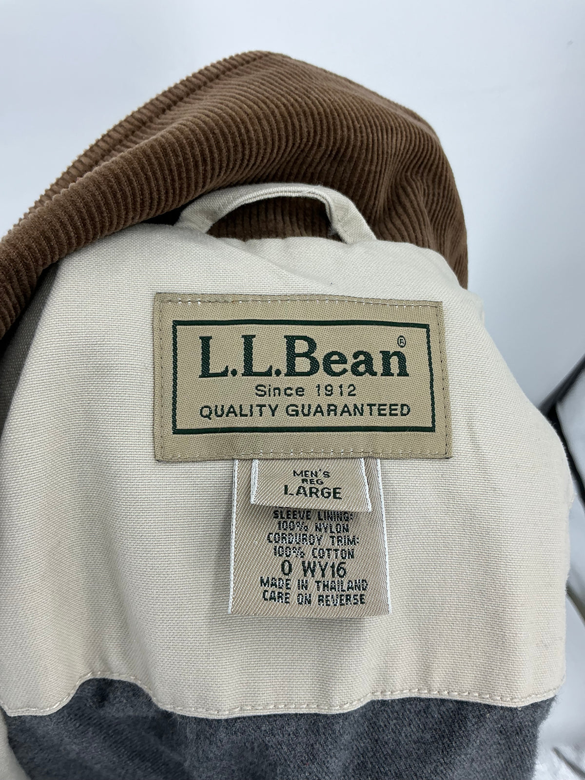 Vintage L.L. Bean Original Field Coat Barn Jacket Corduroy Collar Size Large