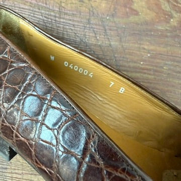 Vintage Ralph Lauren Brown Crocodile Penny Loafers
