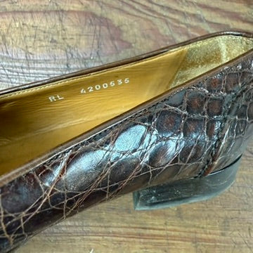 Vintage Ralph Lauren Brown Crocodile Penny Loafers