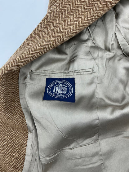 Vintage J. Press Jamieson's of Shetland Brown Herringbone Sport Coat 44R