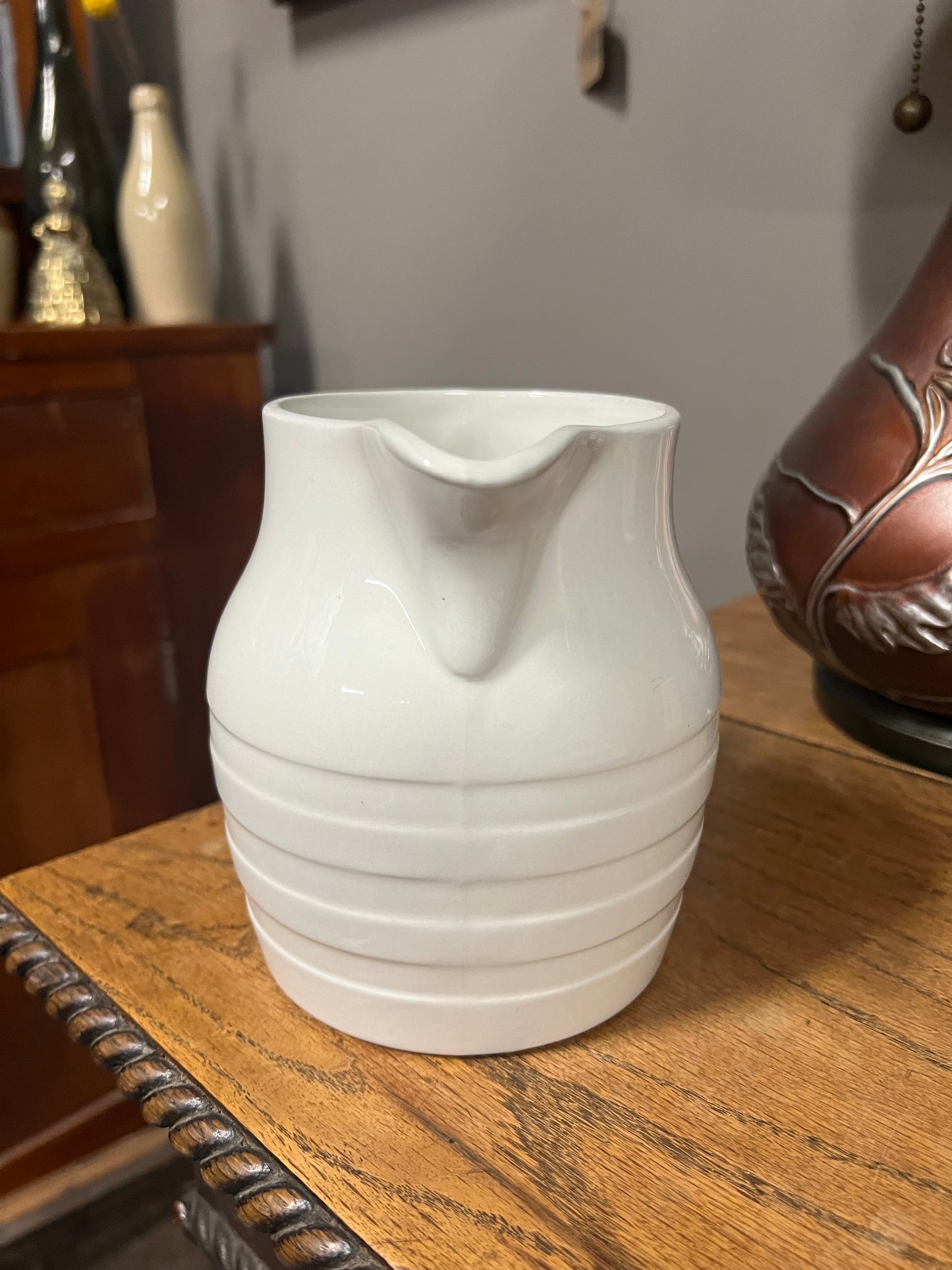 Burleigh White Ironstone Banded Dairy Jug