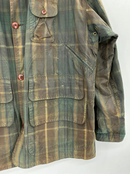 Vintage 90s Polo Ralph Lauren Plaid Waxed Cotton Hunting Barn Jacket Large