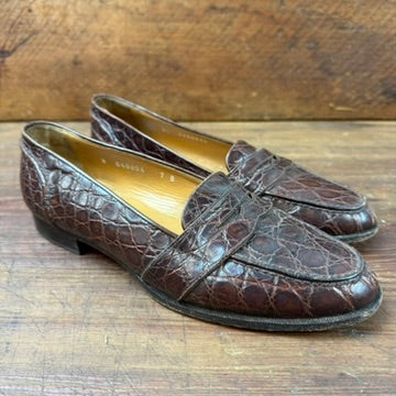 Vintage Ralph Lauren Brown Crocodile Penny Loafers