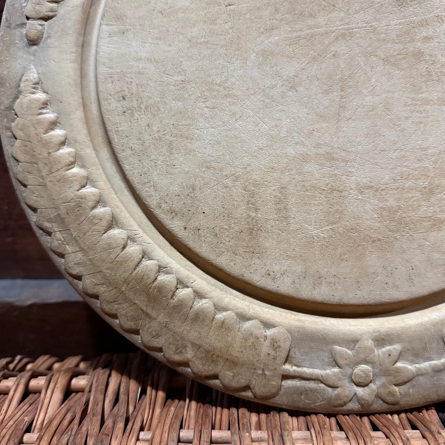 Flower Wheat Border Carved Wooden Breadboard