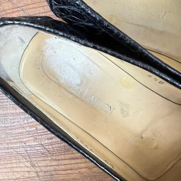 Vintage Ralph Lauren Black Crocodile Loafers