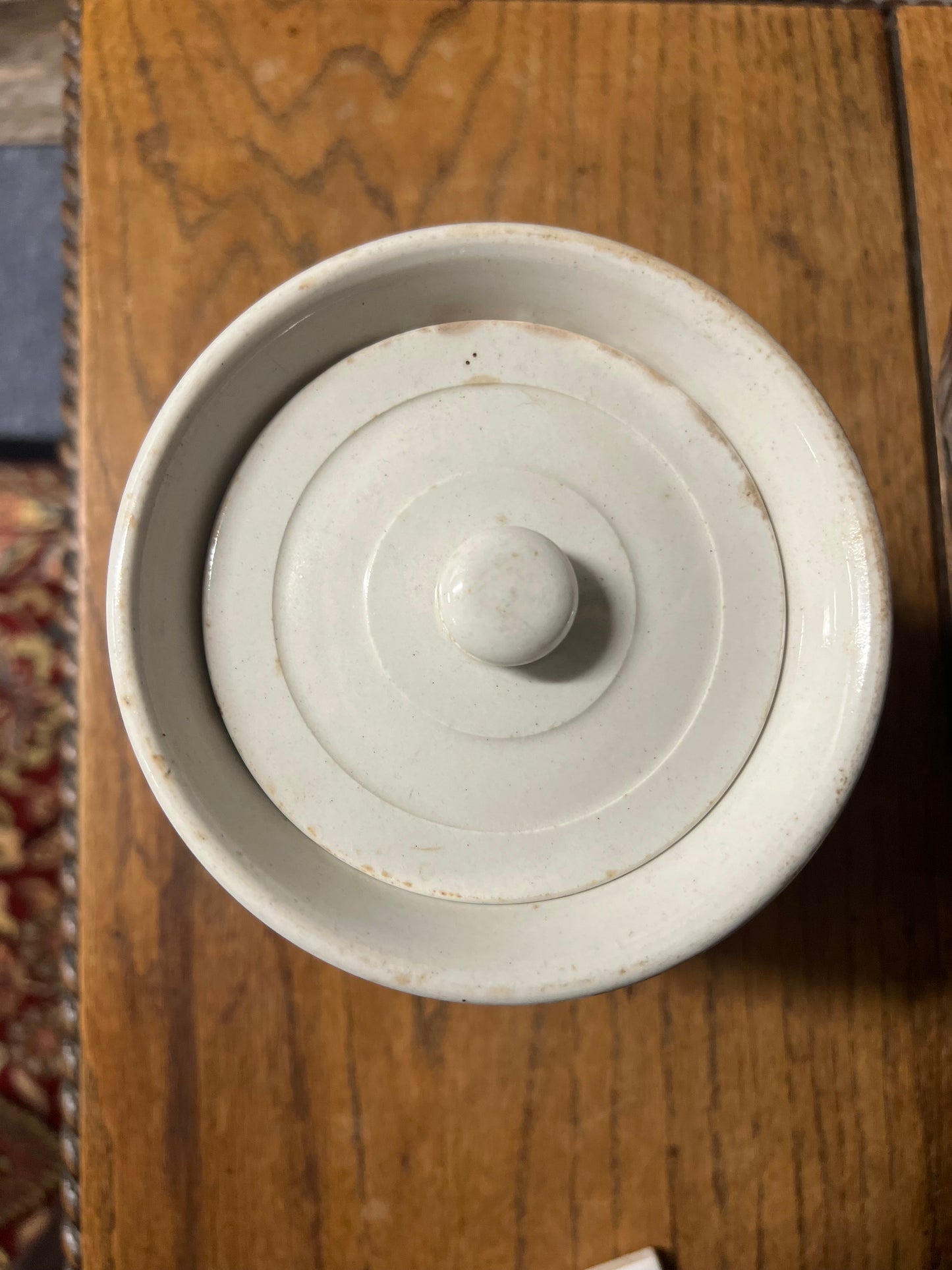 RICE - White Banded Kitchen Jar Canister with Lid