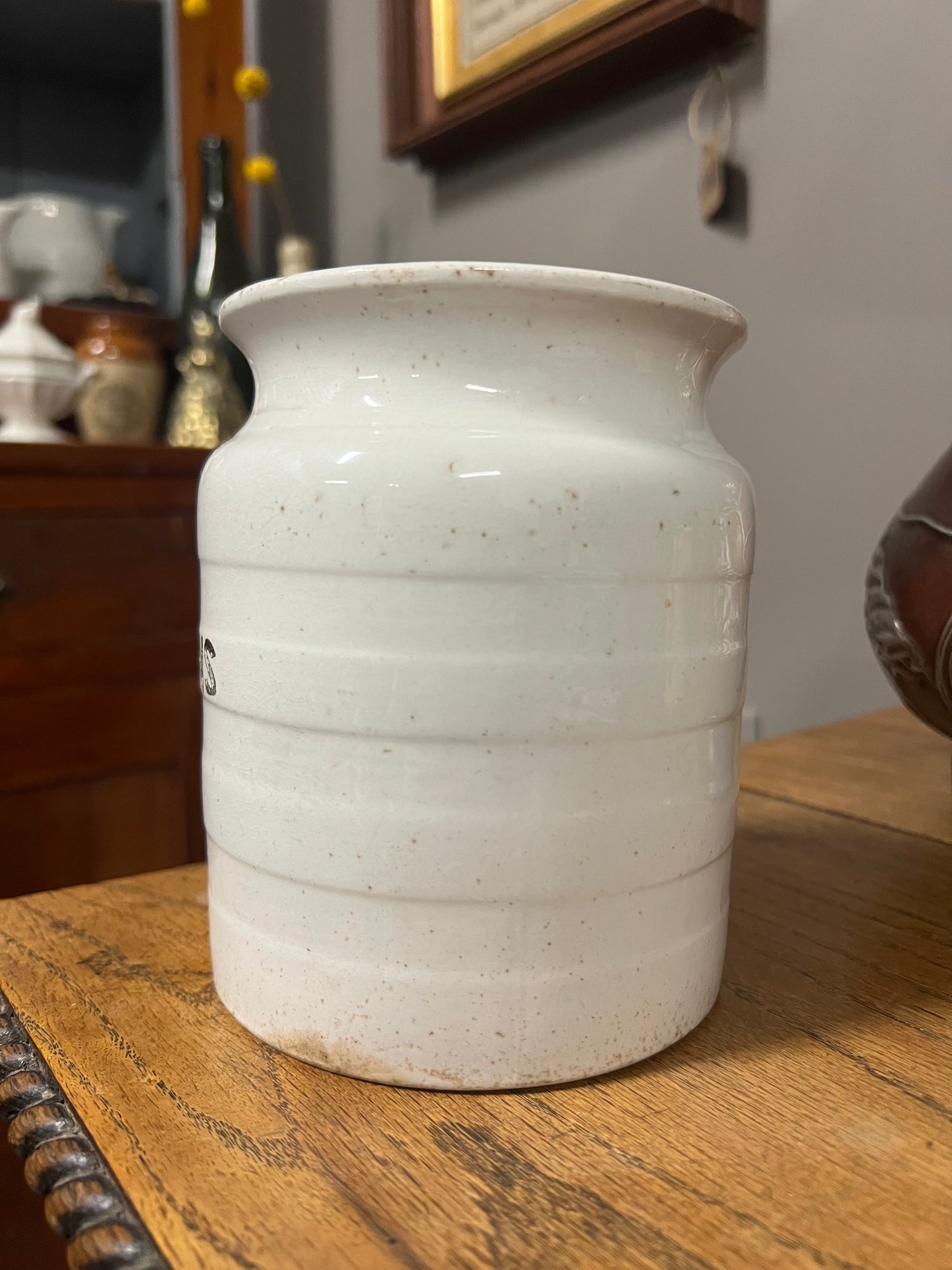 RAISINS - White Banded Kitchen Jar Canister with Lid