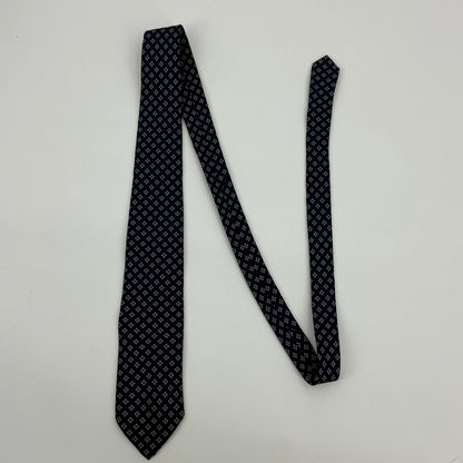 Vintage Lord & Taylor Navy Blue Patterned Silk Tie