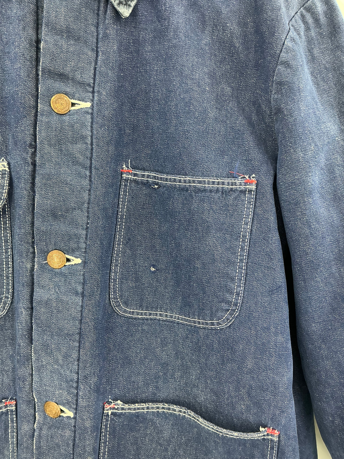 Vintage Wrangler Blanket Lined Denim Chore Coat Size 40