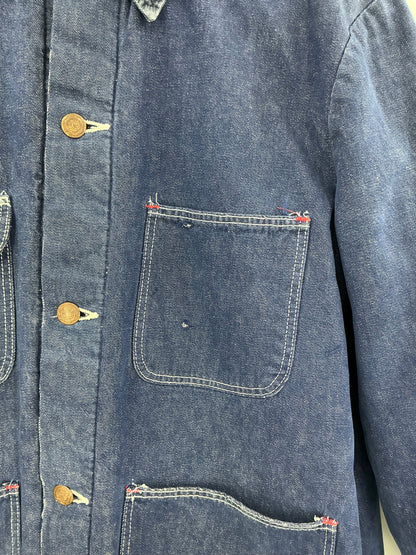 Vintage Wrangler Blanket Lined Denim Chore Coat Size 40