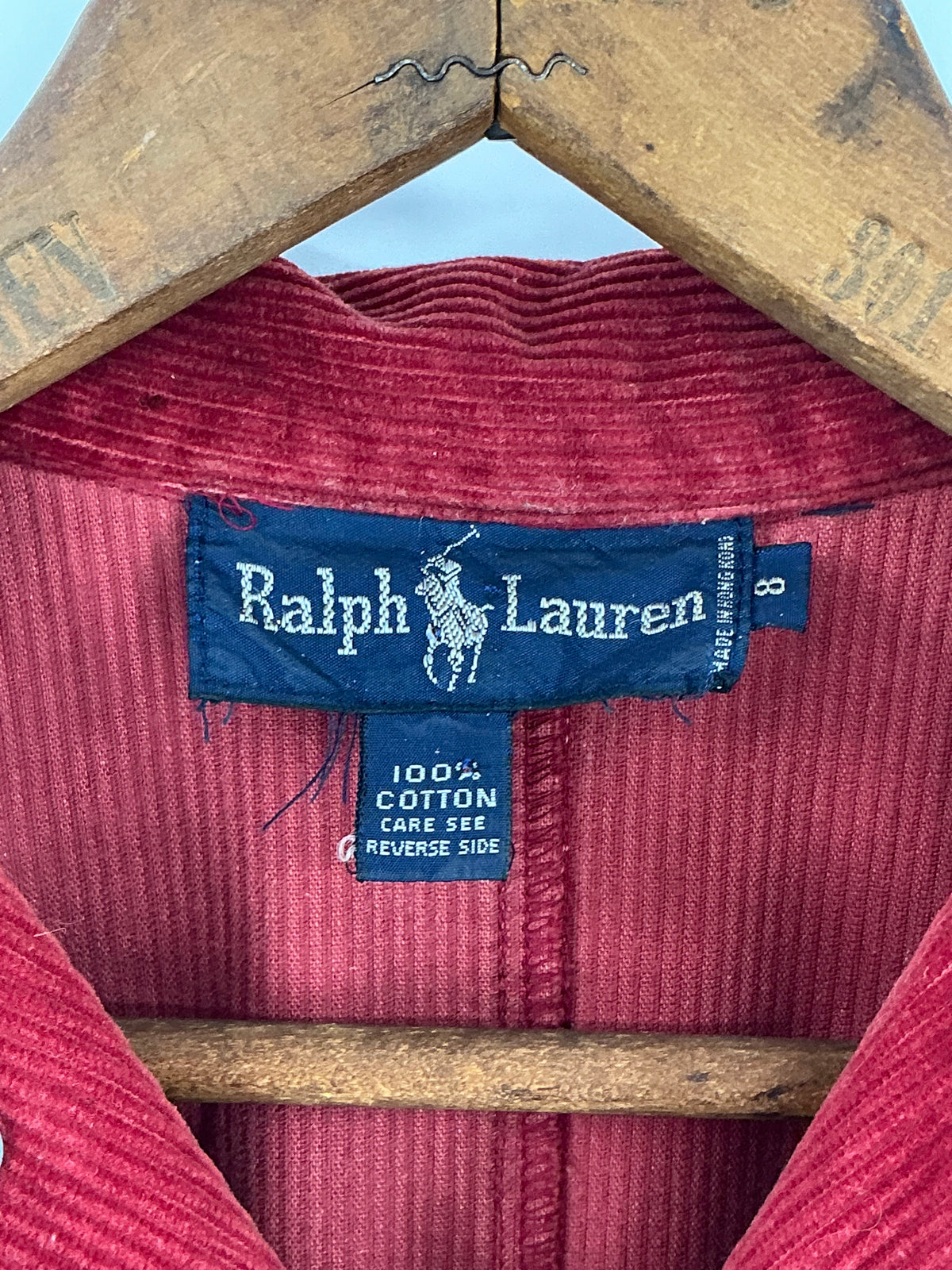 Vintage Ralph Lauren Red Corduroy Shirt Dress Size 8