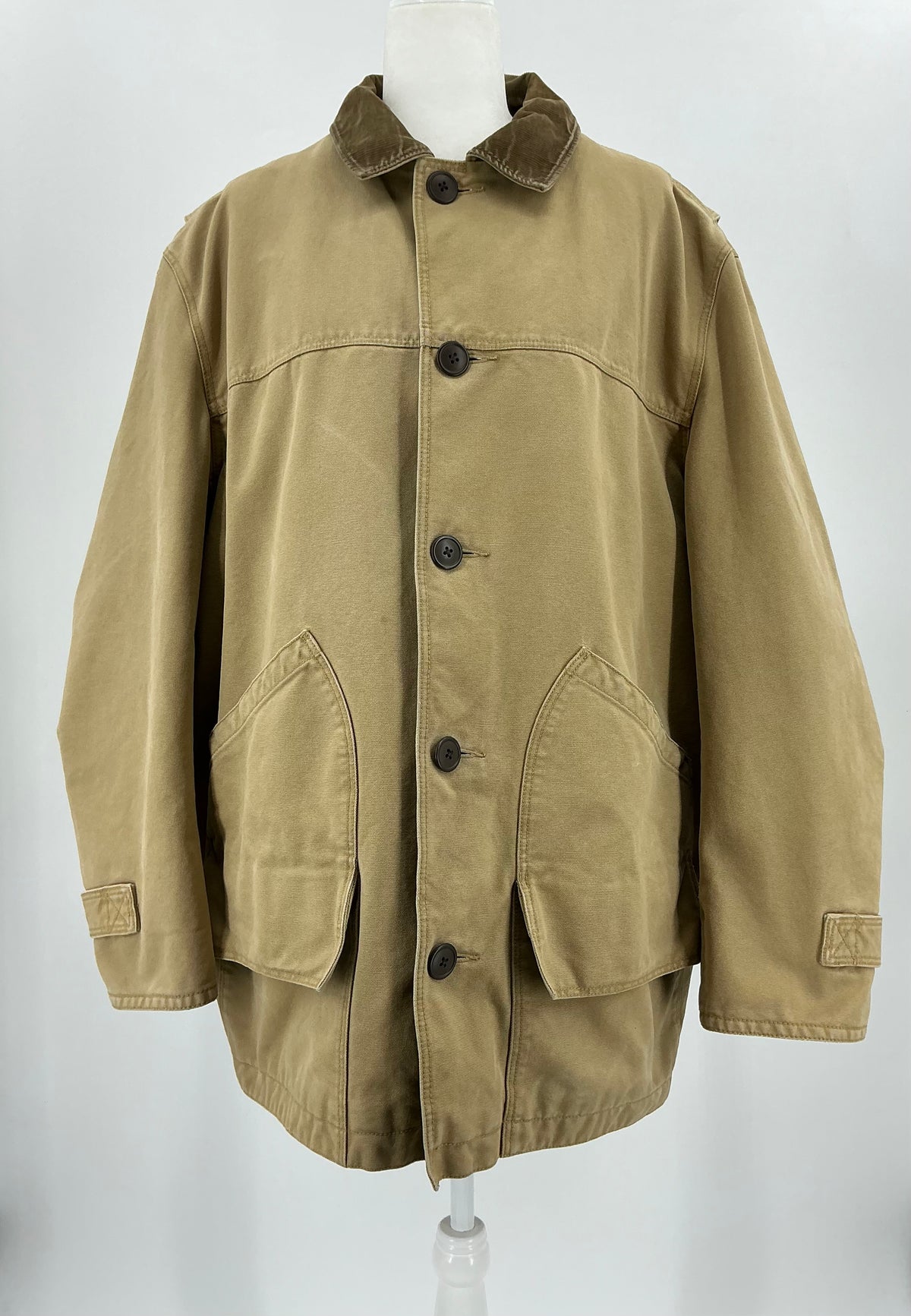 Vintage J.Crew Canvas Plaid-Lined Barn Jacket with Corduroy Collar XL