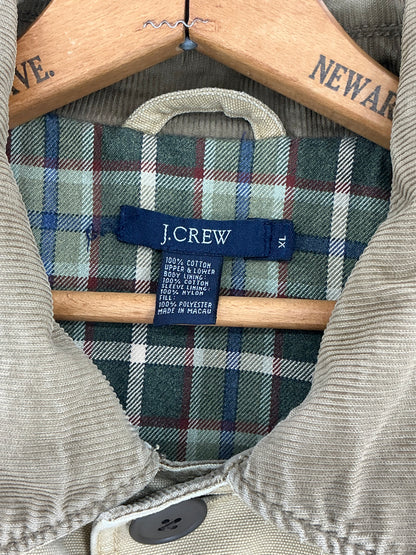 Vintage J.Crew Canvas Plaid-Lined Barn Jacket with Corduroy Collar XL