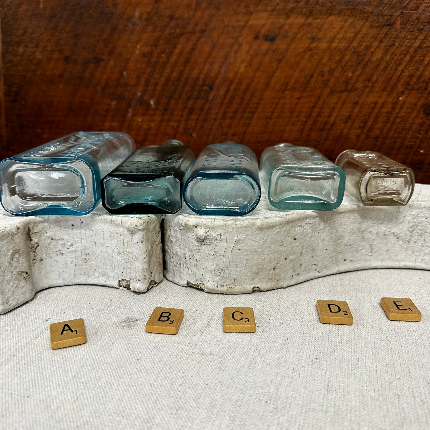 Boots Cash Chemist Bottles Aqua & Clear