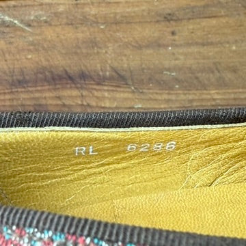 Vintage Ralph Lauren Tapestry Flats Loafers Pink Teal Size 7B