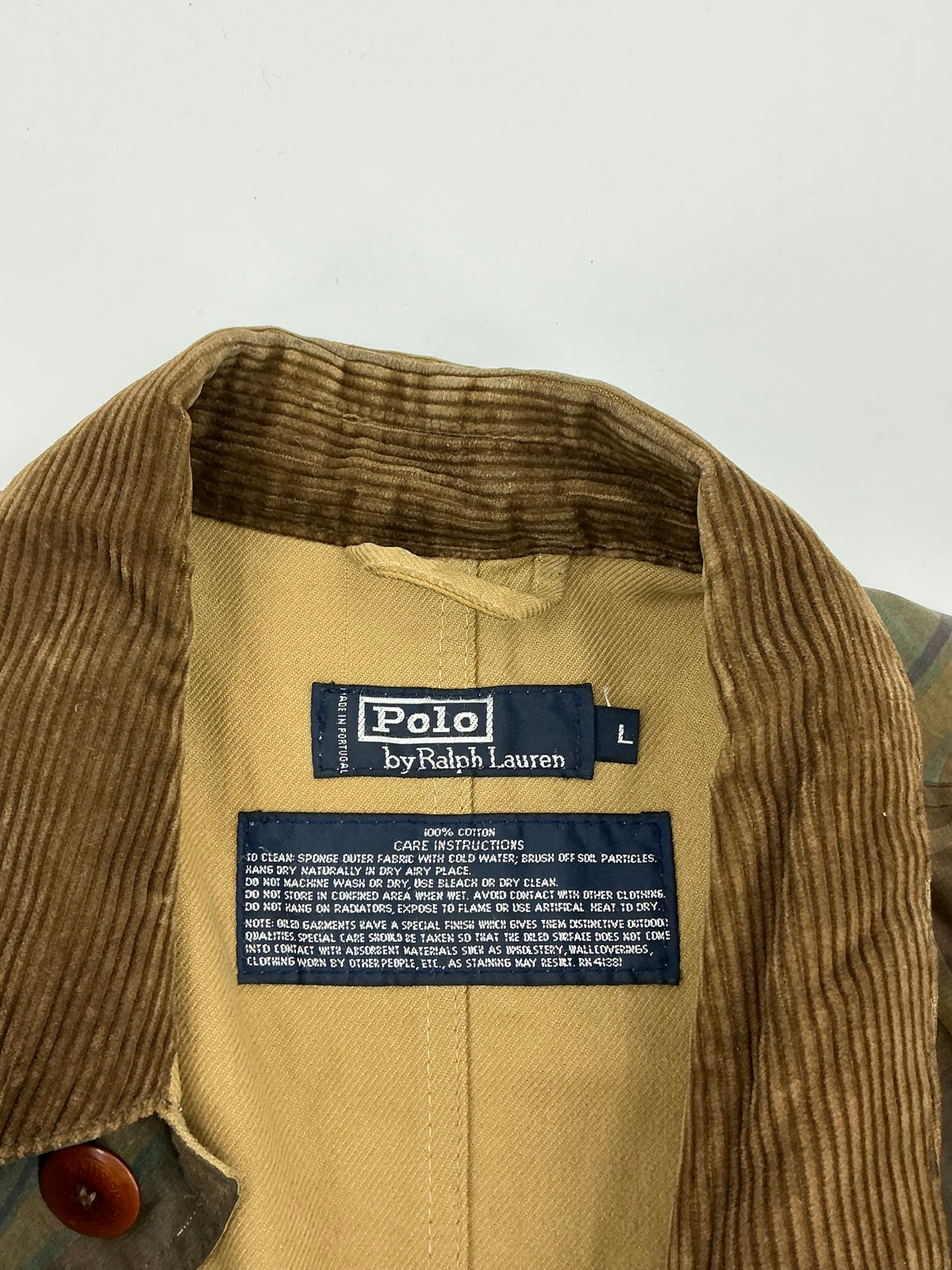 Vintage 90s Polo Ralph Lauren Plaid Waxed Cotton Hunting Barn Jacket Large