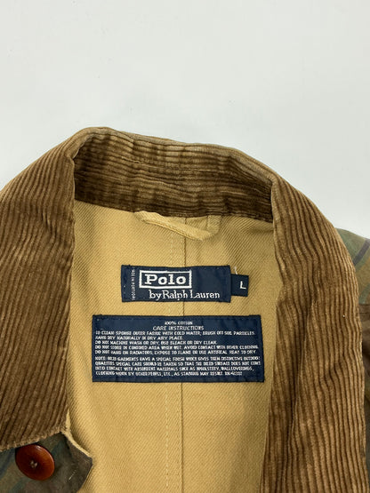 Vintage 90s Polo Ralph Lauren Plaid Waxed Cotton Hunting Barn Jacket Large