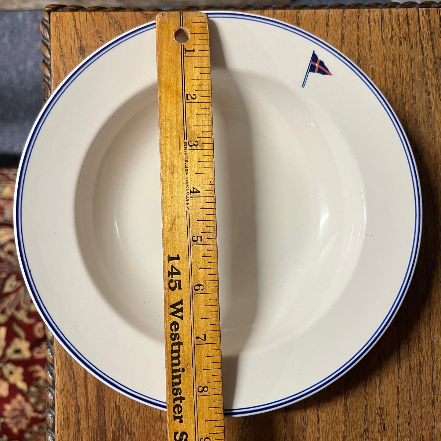 New York Yacht Club Rim Soup Bowl with NYYC Burgee